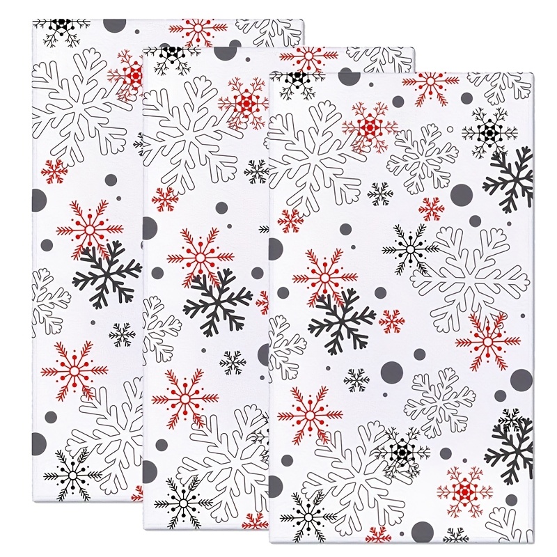 

3pcs Christmas Towel Set, 18x26 Inch, Super Soft Polyester, Contemporary Style, Woven, Machine Washable, Oblong Shape, Cartoon Snowflake Design For Bathroom, Kitchen, Home, Hotel, Beach, Gym, Spa