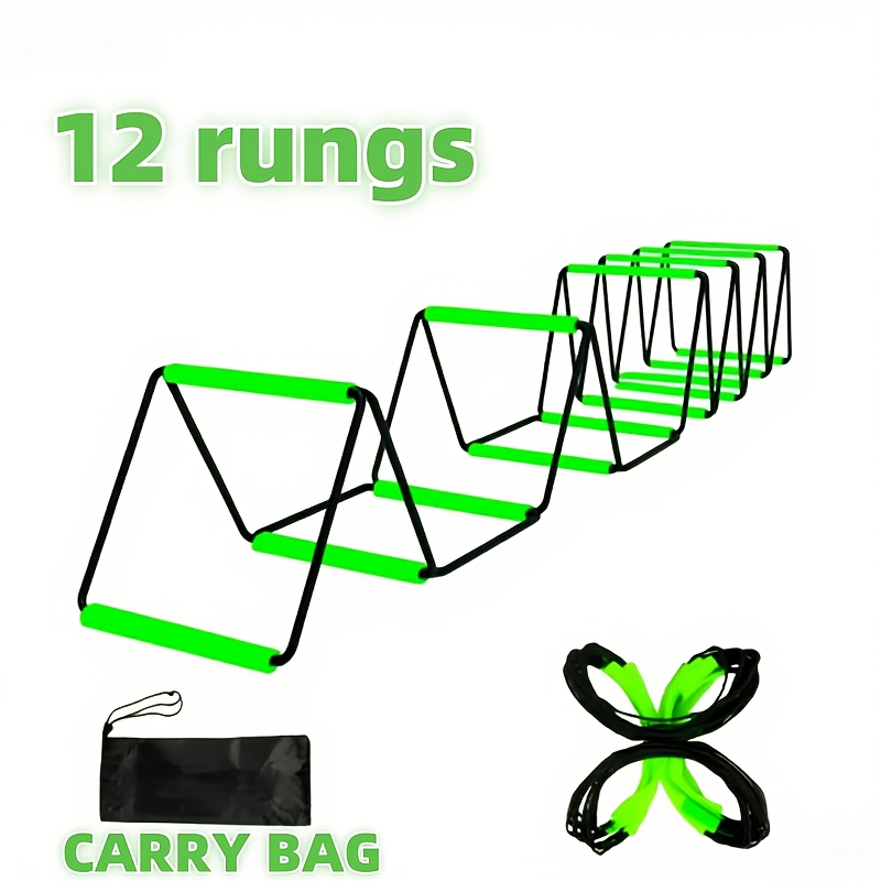 E-shop 12-Stufen Helle Grün Neon Agility Leiter - für Fußball, Leichtathletik und Fitnessstudio - Tragbare Speed Training Ausrüstung für Athleten,