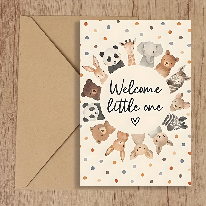 1pc Newborn Card: Gentle Panda & Giraffe | Hypoallergenic Animal Celebration For Baby Showers & 1st Christmas