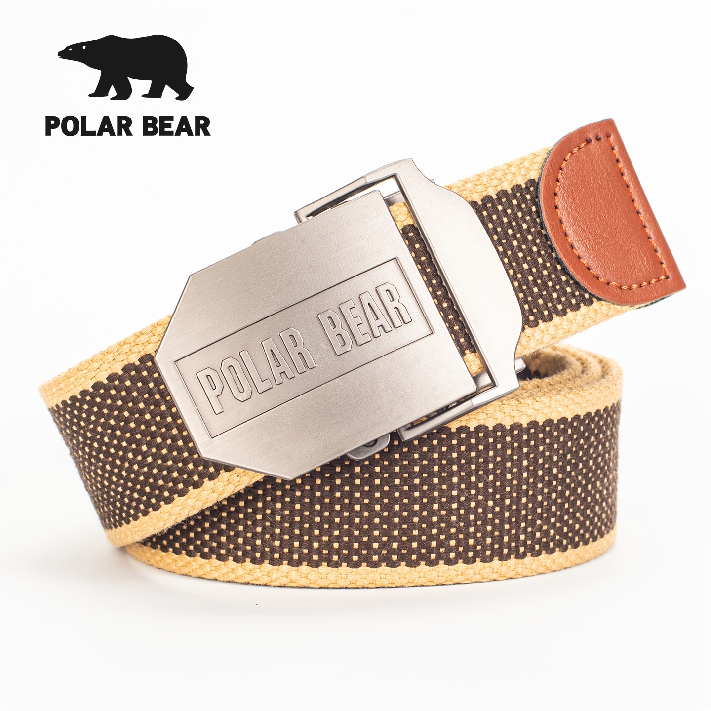 TEMU [] Polar Bear New High-end Men's And Women's Universal Automatic Belt Fashion Casual Outdoor Sports Canvas Belt Men's Belt Men's Pants Belt