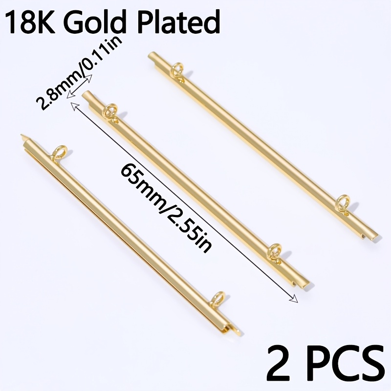 TEMU Juego de 2 piezas de cierres finales deslizantes de latón chapado en oro de 18K de 15/20/25/40/65 mm, tapas deslizantes de tubo para accesorios