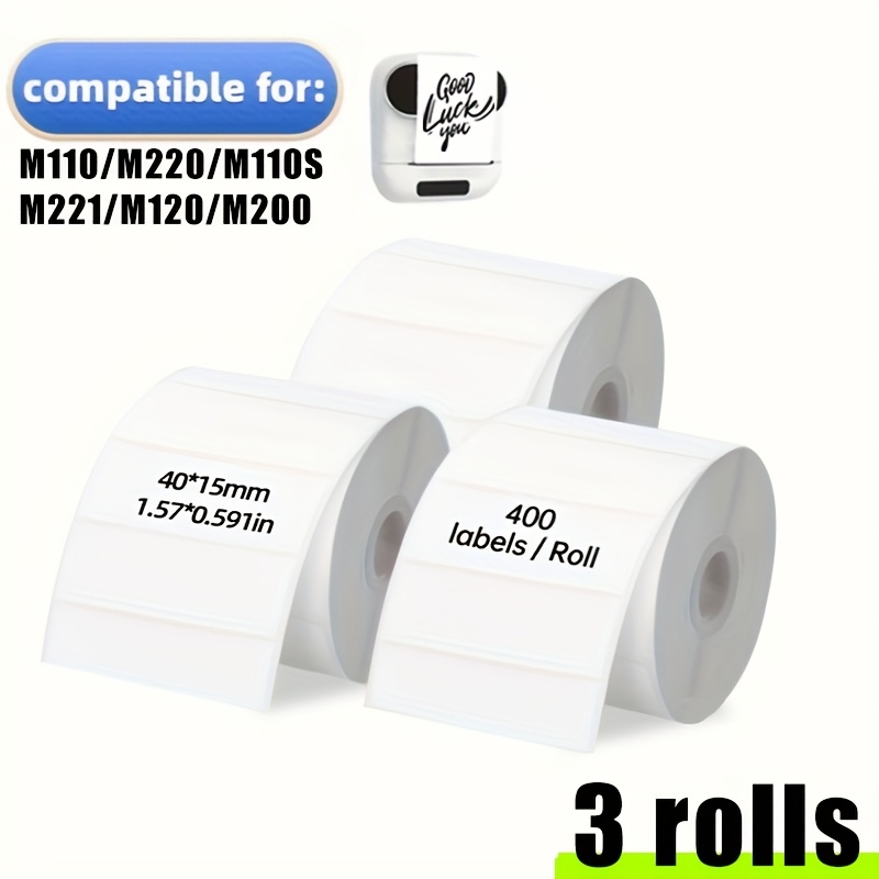TEMU Pack Of 3 Rolls Size 1.57'' X 0.591'' (40x15mm), Stickers, Compatible With White Square Stickers For M110, M120, , M220, M221, Label