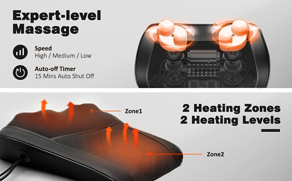 1pc shiatsu neck and shoulder massager with heat kneading rolling and vibrating functions for traps legs and   gift for men and women ideal for home office and travel use the best mothers day gift Product details 0