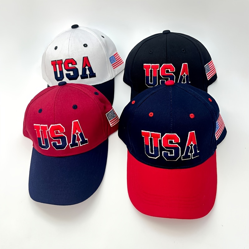 

4pcs Usa Embroidered Baseball Caps - Cotton, For ,