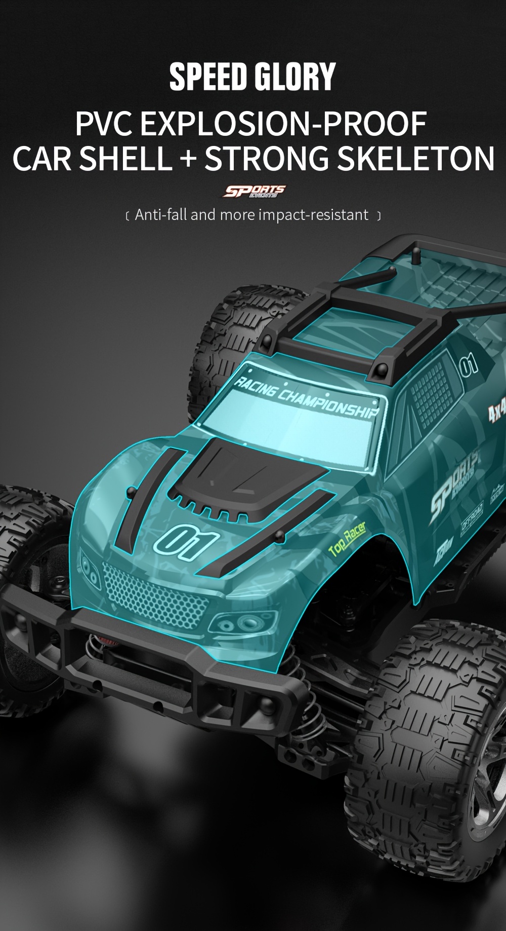 FUUY KF10 1:10 RC Off-Road Vehicle with 4x4 Four-Wheel Drive, High-Speed 2.4GHz Wireless, USB Rechargeable & 2 Lithium Batteries - Durable Plastic Remote Control Car for Outdoor Racing, Mud Terrain, Rock Climbing, RC Car, Mud Terrain Vehicle, Sleek Vehicle Design, Sturdy Construction