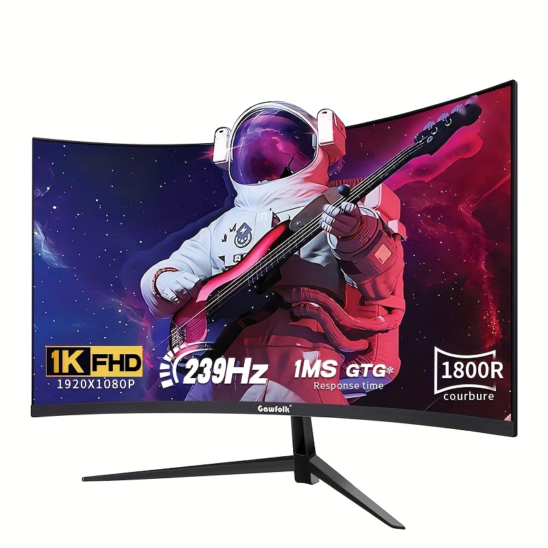 Image of Gawfolk 32-inch Gaming Monitor, 1080p Resolution (1920x1080), 239hz High Refresh Rate. The Top For Gaming And Office Work. Curved Display With Dp And Hdtv Ports. For .