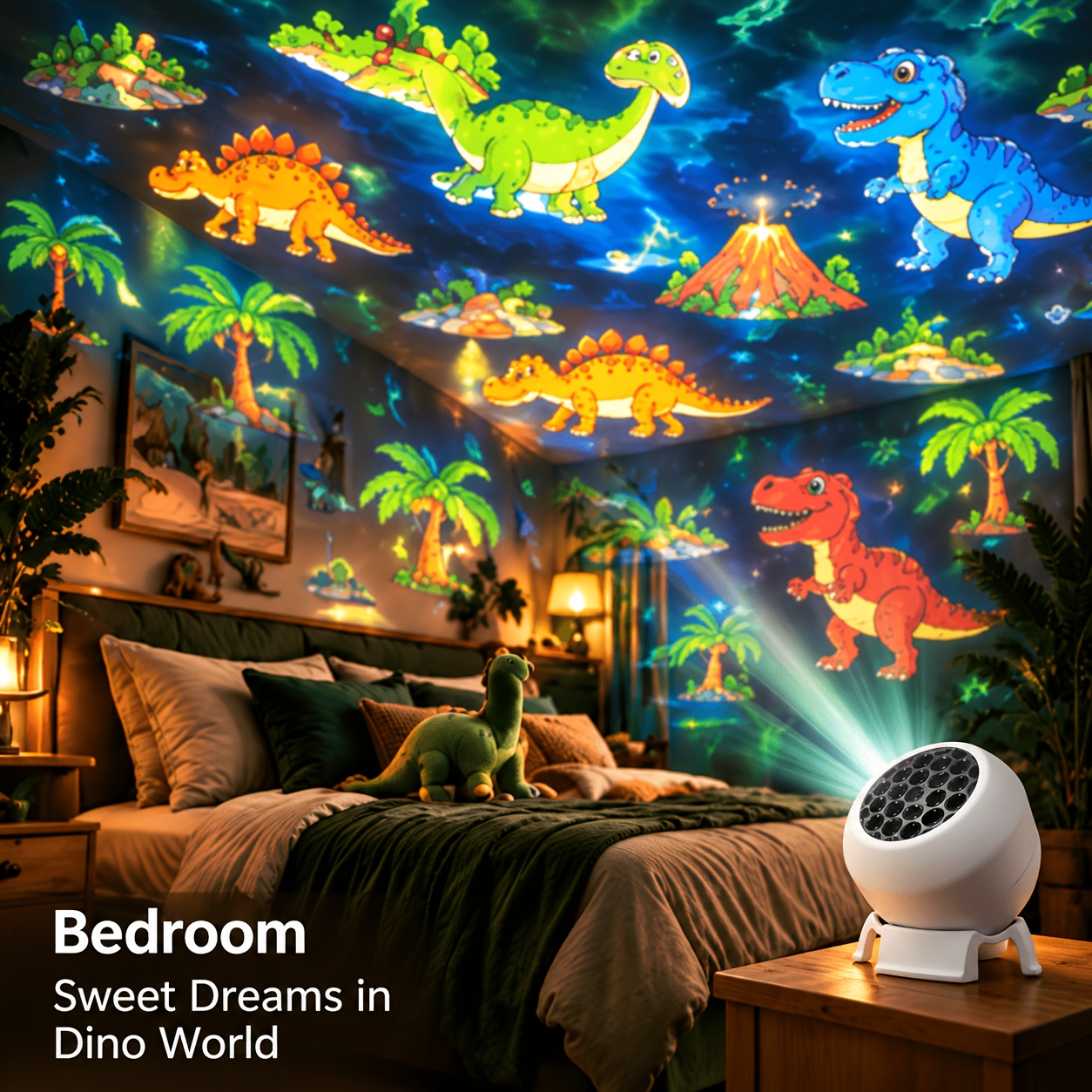 TEMU 360Â° Rotating Dinosaur Dynamic Projection Night Light, Usb Power Supply, Cute Dinosaurs In Front Of You, Suitable For Indoor Room Decoration,