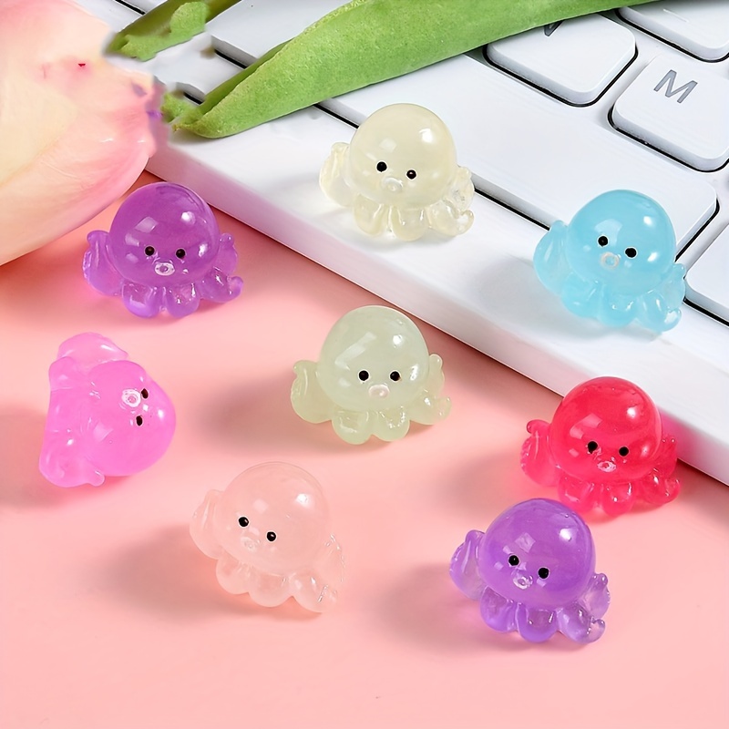 

100pcs -the-dark Resin Octopus Charms, Assorted Colors, Making, Hairpin Craft Supplies, Bead Accessories