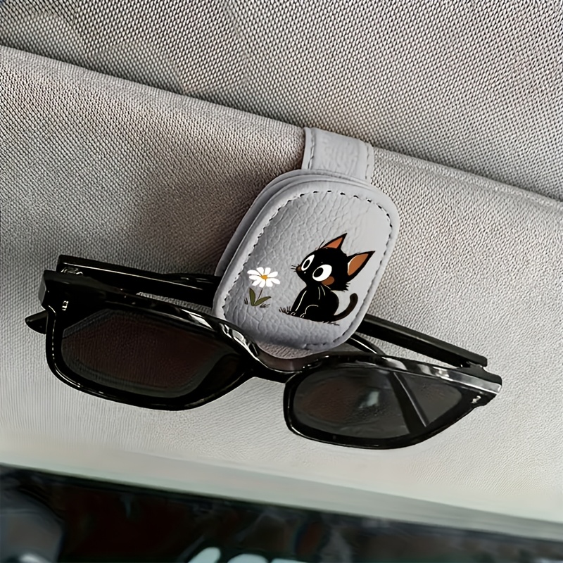 item picture floral cat car sun visor glasses holder pu material suitable for storing bank cards credit cards membership cards and glasses a perfect gift a fun decorative item