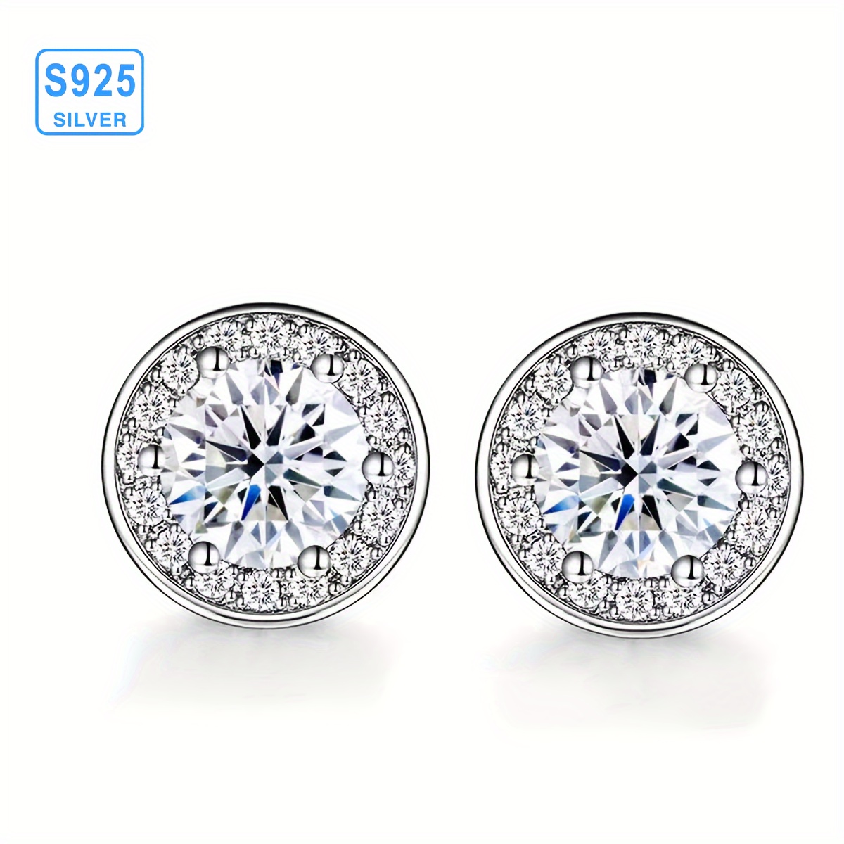 

2pcs S925 Sterling Silver With Moissanite Earrings For Men And Women | Gemstone Jewelry | Gifts For Him | Gifts For Her | Brithday | Wedding | Anniversary Gifts | Engagement | Street Hip Hop Style |