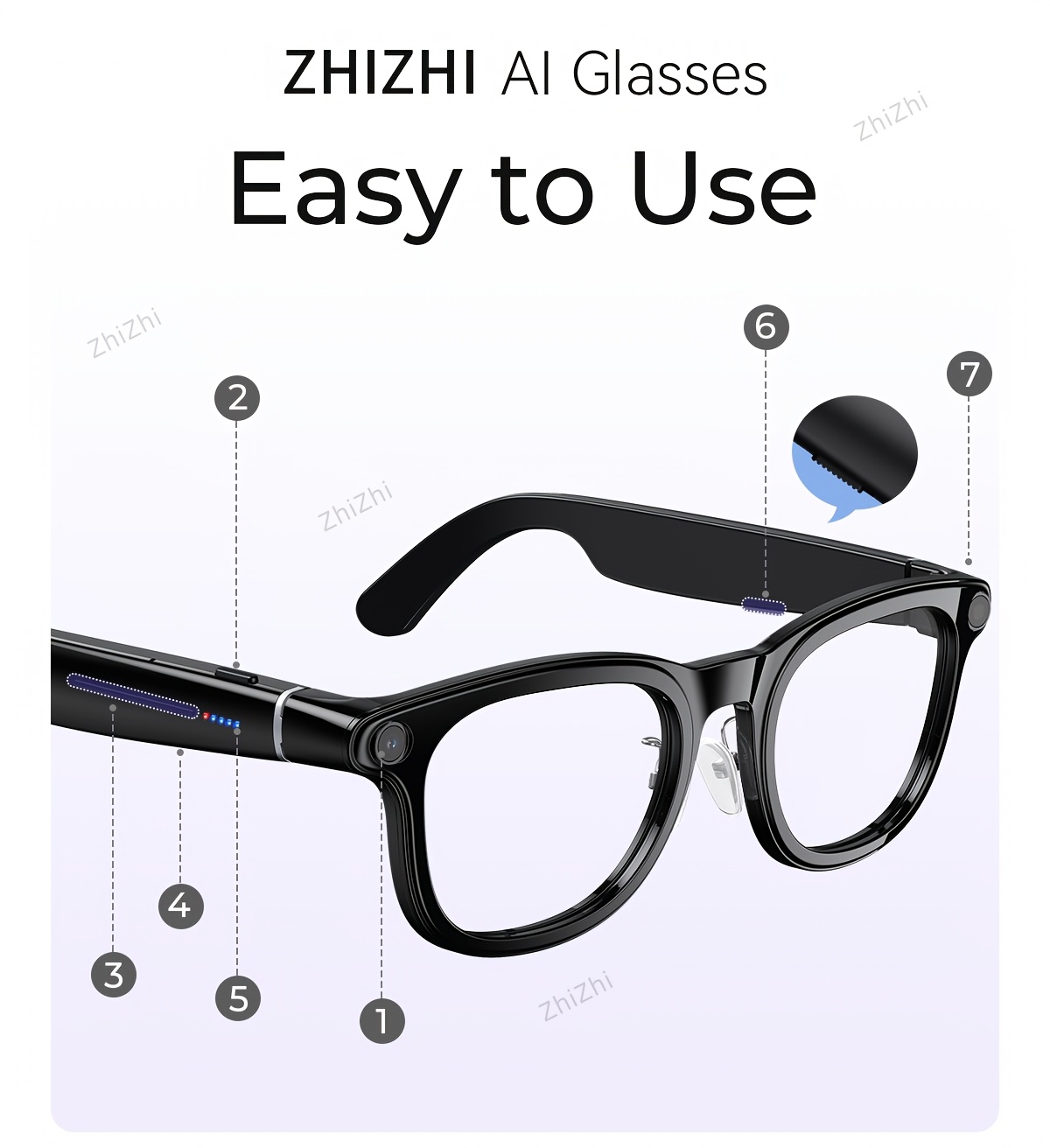 Zhizhi Ai Smart Glasses Ai with Camera And Audio for Men Women 4K with Charging Case Ai Smart Glasses Video Recording Chatgpt 800W Connect to Phone Equipped with a Chatgpt Translator And Dual Microphones for Noise Reduction
