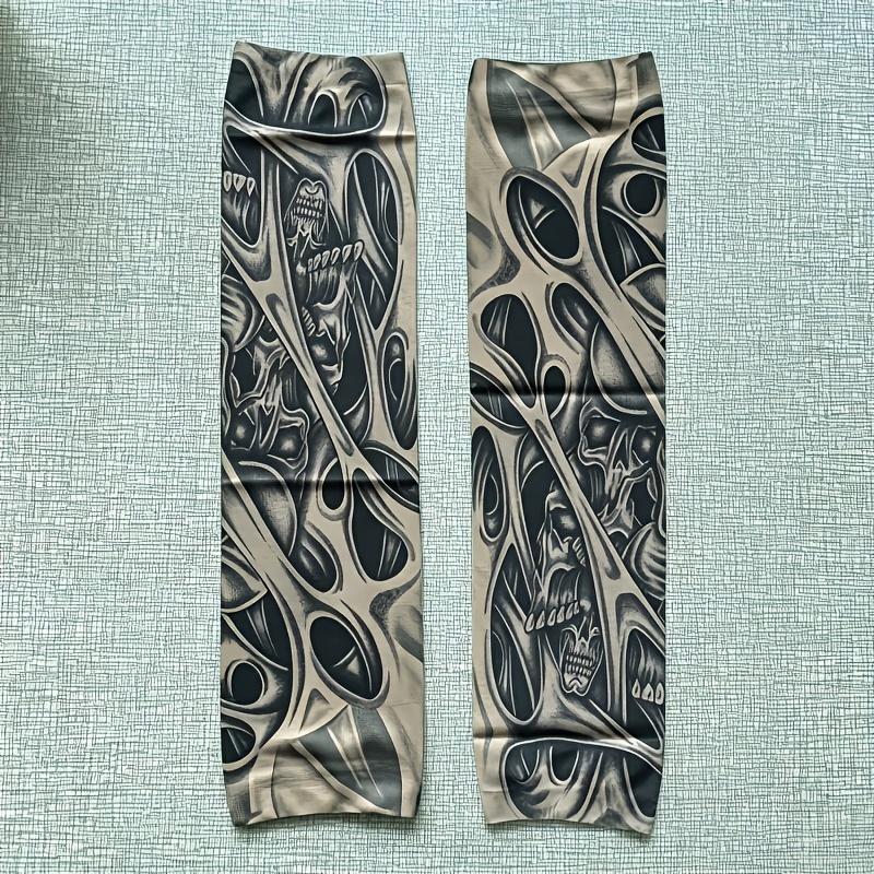 TEMU Conjunto de 2 de brazo con tatuajes falsos de calavera de moda, de calidad para y conducir
