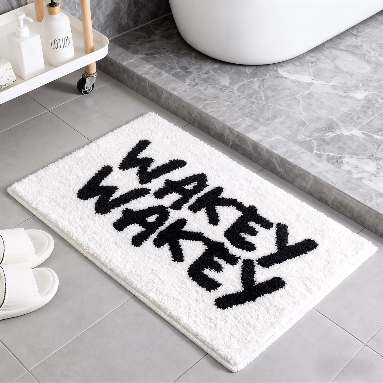 flocked carpet 1800g minimalist letter flocked carpet bedside rug for bedroom autumn winter plush small rug absorbent non slip bathroom door mat Product details 7
