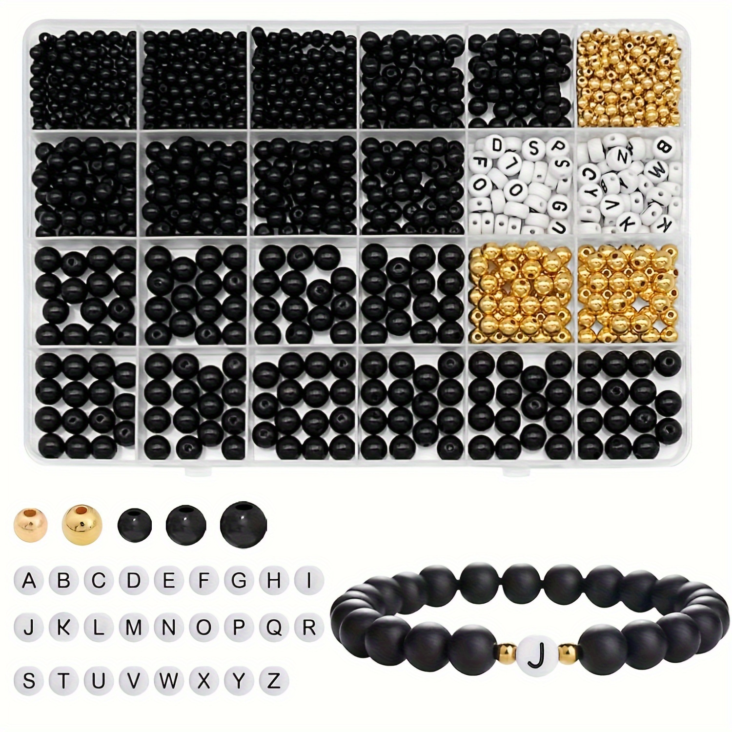 

1000pcs Jewelry Making Kit With Letter Charms - Diy Friendship Bracelet & Necklace Craft Set, 8/6/4mm Sizes, No Power Needed