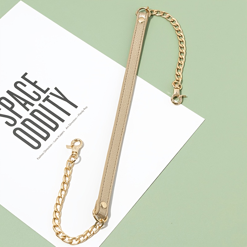 TEMU Chaîne simple en métal doré avec sangle noire - Élégante et polyvalente, convient aux accessoires de bricolage pour sac à main et sac à