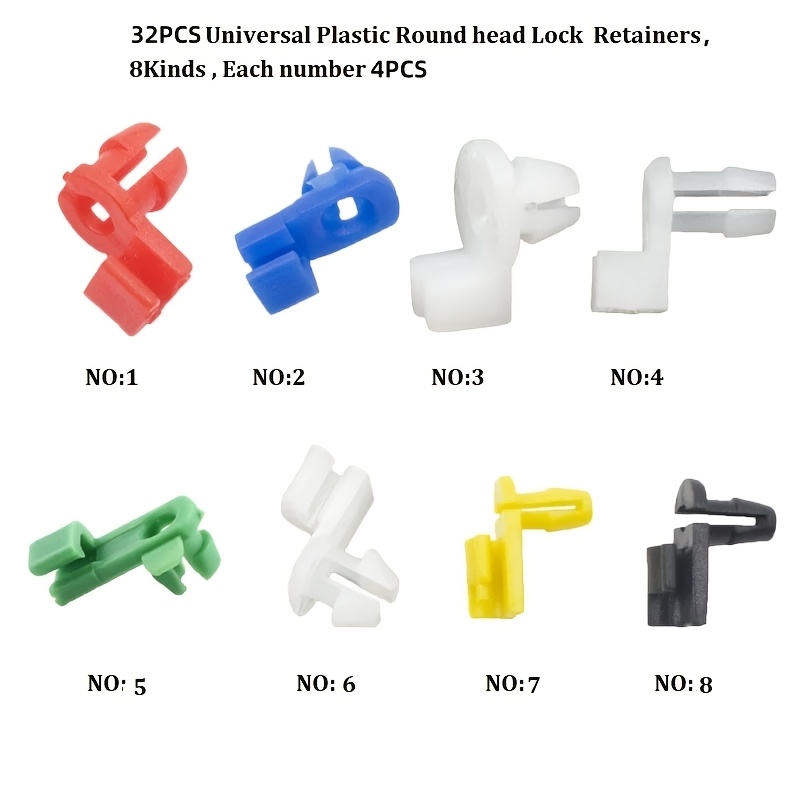 TEMU Set Of 32 Universal Random Color Hooks For Car Door Lock , Featuring 8 Different Types Of Nylon Fixing Hooks For Repairing Or Replacing Car Door
