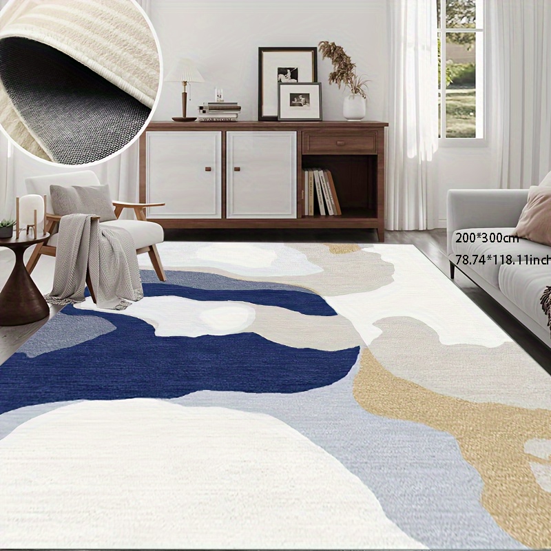 

Living Room Bedroom Area Rug Modern Minimalist Blue And White Splicing Rendering Pattern, Non-slip Soft Washable, Farmhouse, Hotel, Home, Outdoor Carpet