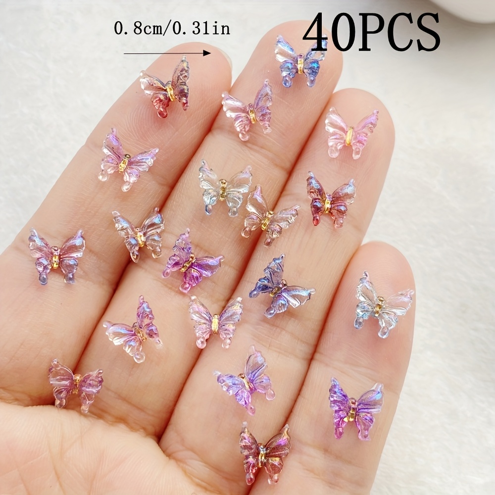 Image of 40pcs Cartoon Shiny Colorful For Nail Art Decor, Assorted Colors Insect-themed Embellishments For Nail Art, Scrapbooking, Hair Clips, Jewelry Making, Insect Theme Embellishments