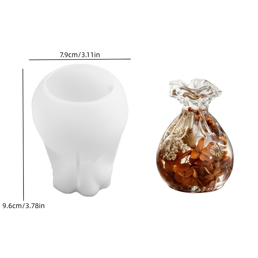 TEMU Molde de silicona para bolsa arrugada de resina líquida, silicona para resina , silicona para cemento de yeso, decoración del hogar, artesanías,