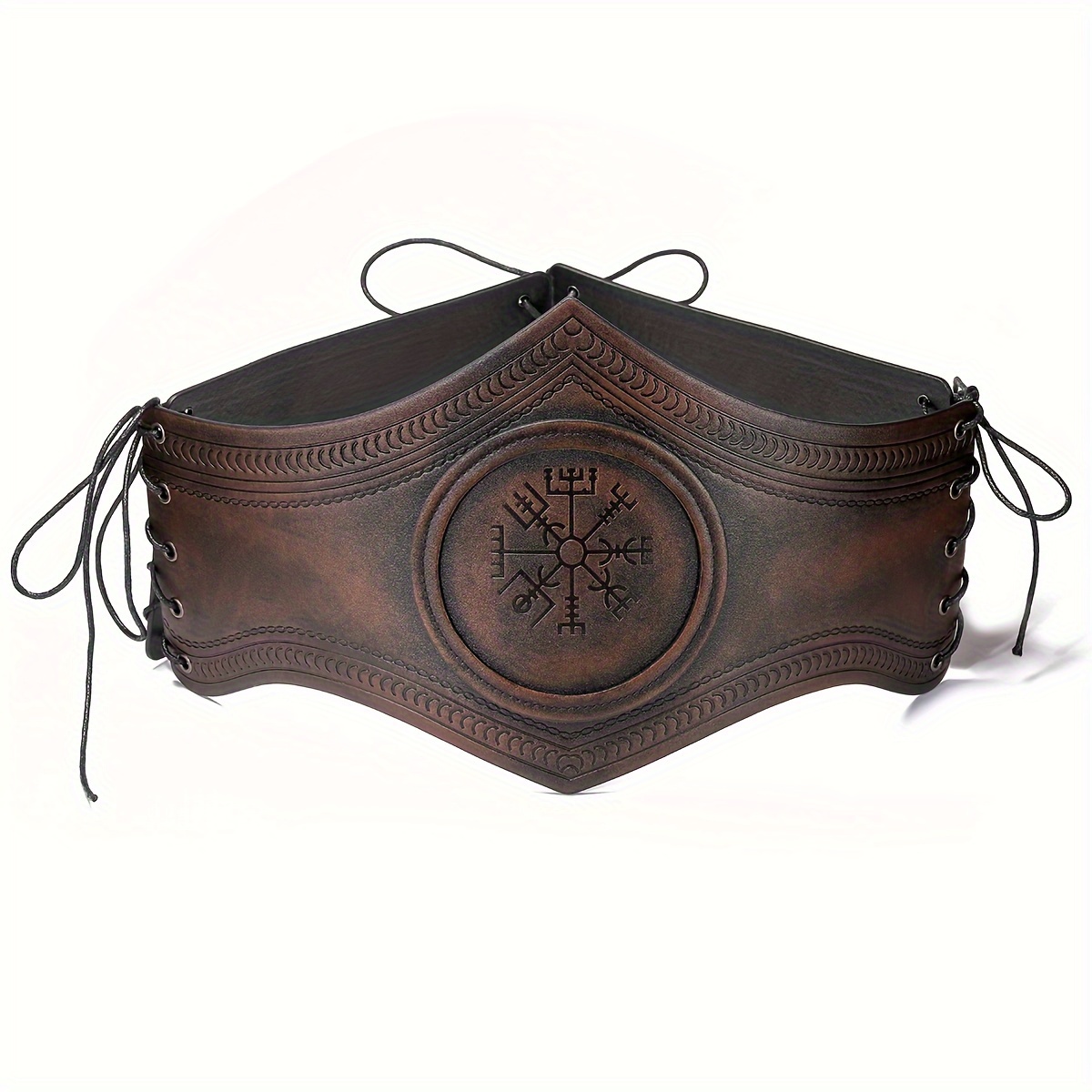 Vintage Viking-inspired Brown Belt With Star Pattern - Perfect For Medieval & Renaissance Costumes, Cosplay, And Holiday Parties, Meppsa
