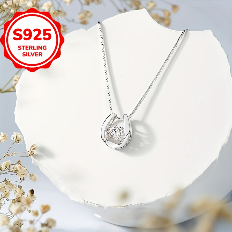 

Elegant 925 Sterling Silvery Horseshoe Pendant Necklace With Sparkling Cubic Zirconia - Hypoallergenic, Perfect Gift For Her