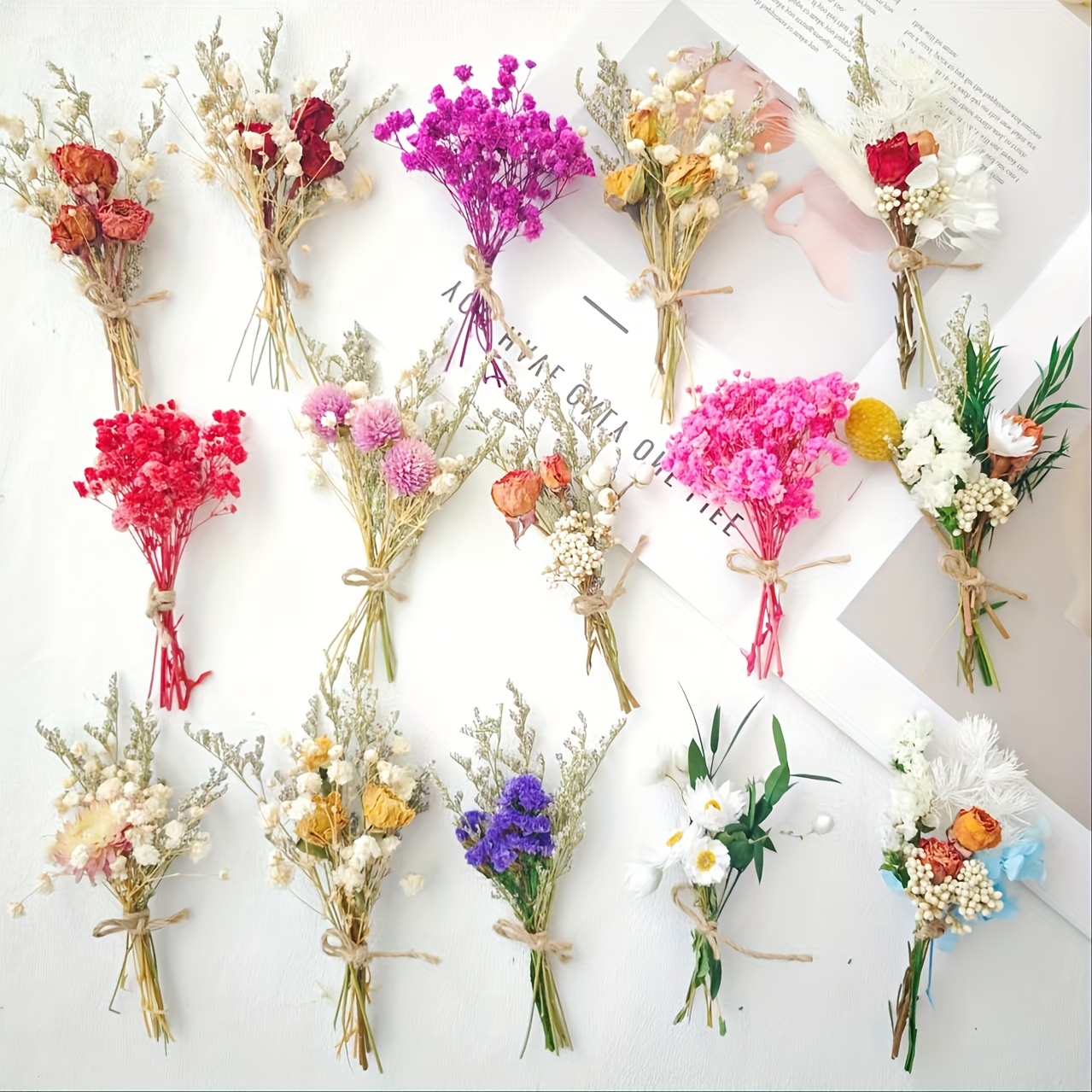 15pcs mini dried flower bouquet set pampas grass suitable Temu