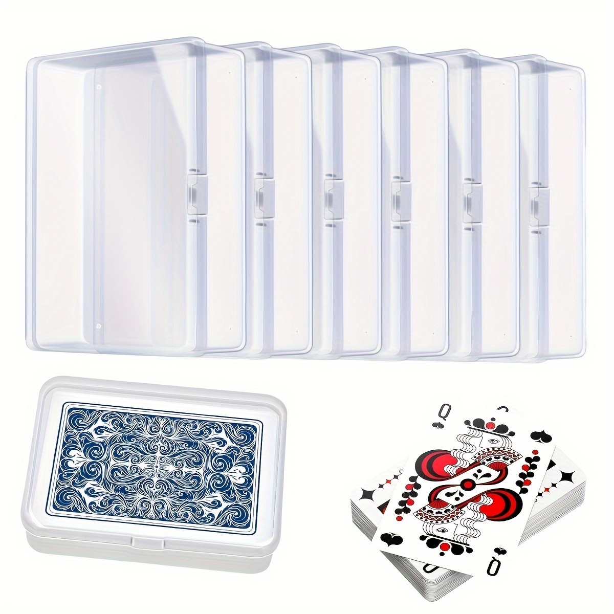 

6pcs Card Box Transparent Plastic Trading Card Storage Box, Card Holder Box Compatible With Mtg Tcg Collection Trading Card Box, Box Can Hold Cards, Storage Bins For