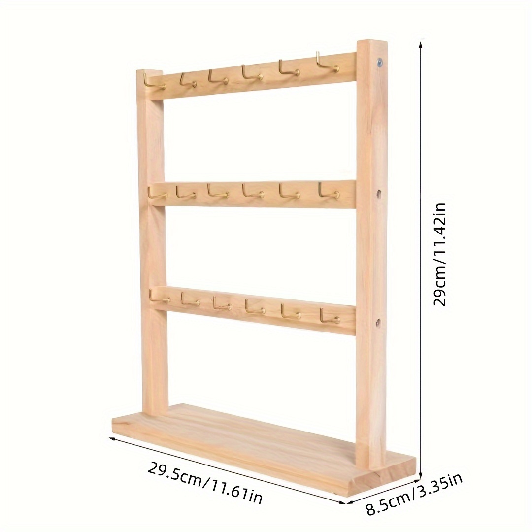 TEMU 1pc Wooden Jewelry Organizer With Hook, Multi-functional Desk Organizer For Keys, Rings, Earrings, And More Jewelry Towers