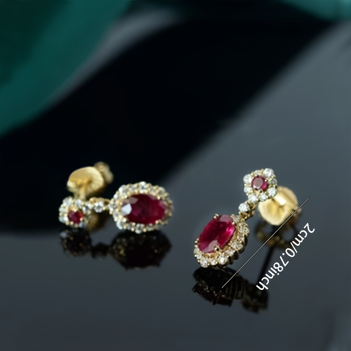 S925 Silvery Ruby Earrings 4g Imitation Ruby for Women