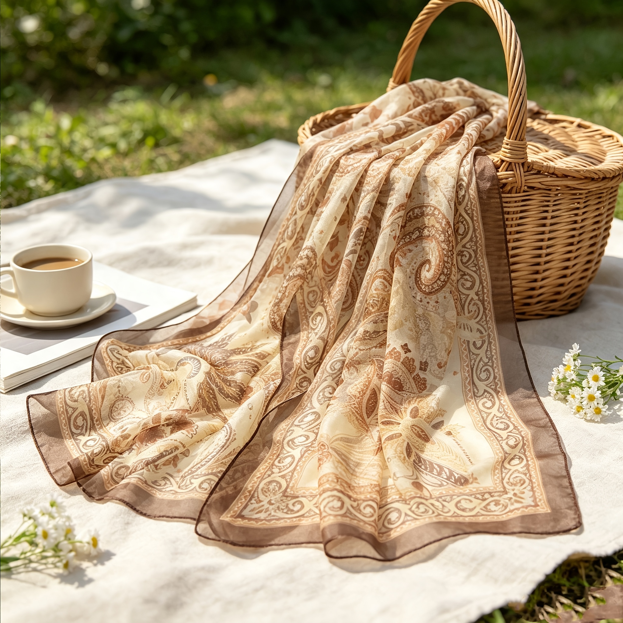 TEMU Elegant 100% - Paisley, Lightweight And Stylish Shawl, Layered Or Worn Alone, Versatile Fashion Accessory, Exquisite Design, Luxurious Feel,