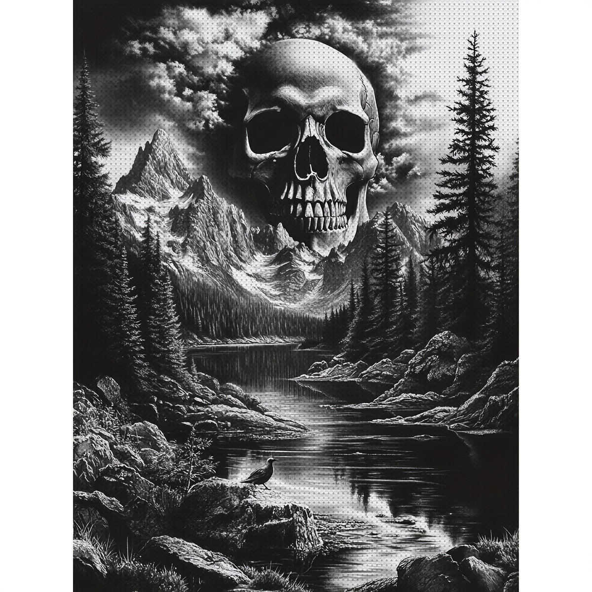 TEMU Jozysh 1 Set 30x40cm-11.8x15.7inch/40x50cm-15.7x19.7inch Unframed 11ct/14ct Printed Fabric Cross- Kit, Featuring Bones, Suitable For Adult