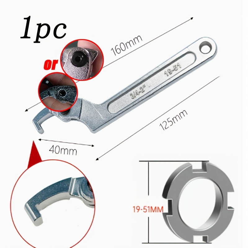 TEMU 1pc Universal Wrench, Alloy Steel Material, Adjustable Opening Design, Suitable For Square Heads, Multifunctional Tool, Designed For Cylinder