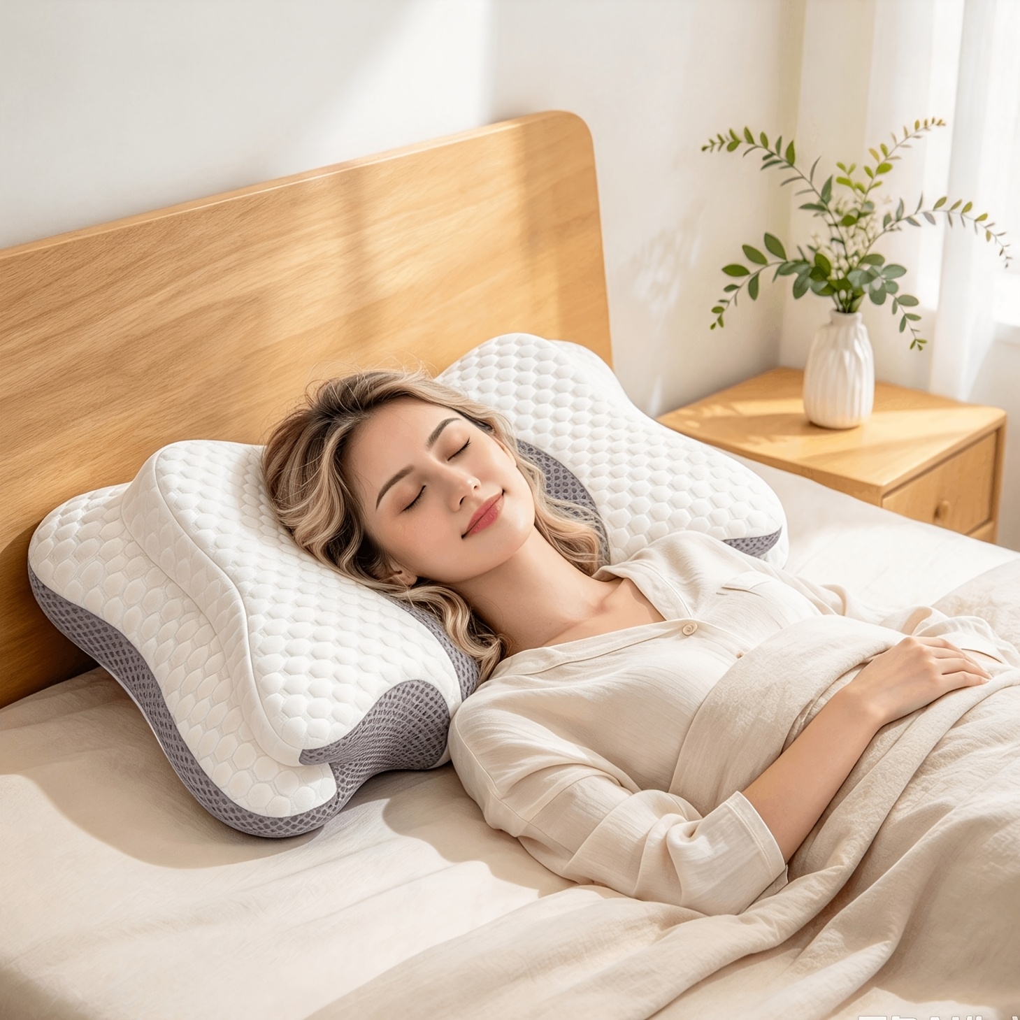 Image of 2026 New Memory Foam Pillow Slow-rebound Memory Foam Pillow Neck Pillow Breathable And Comfortable Contoured Cervical Pillow Birthday Gift Perfect Gift For Parents Item, White