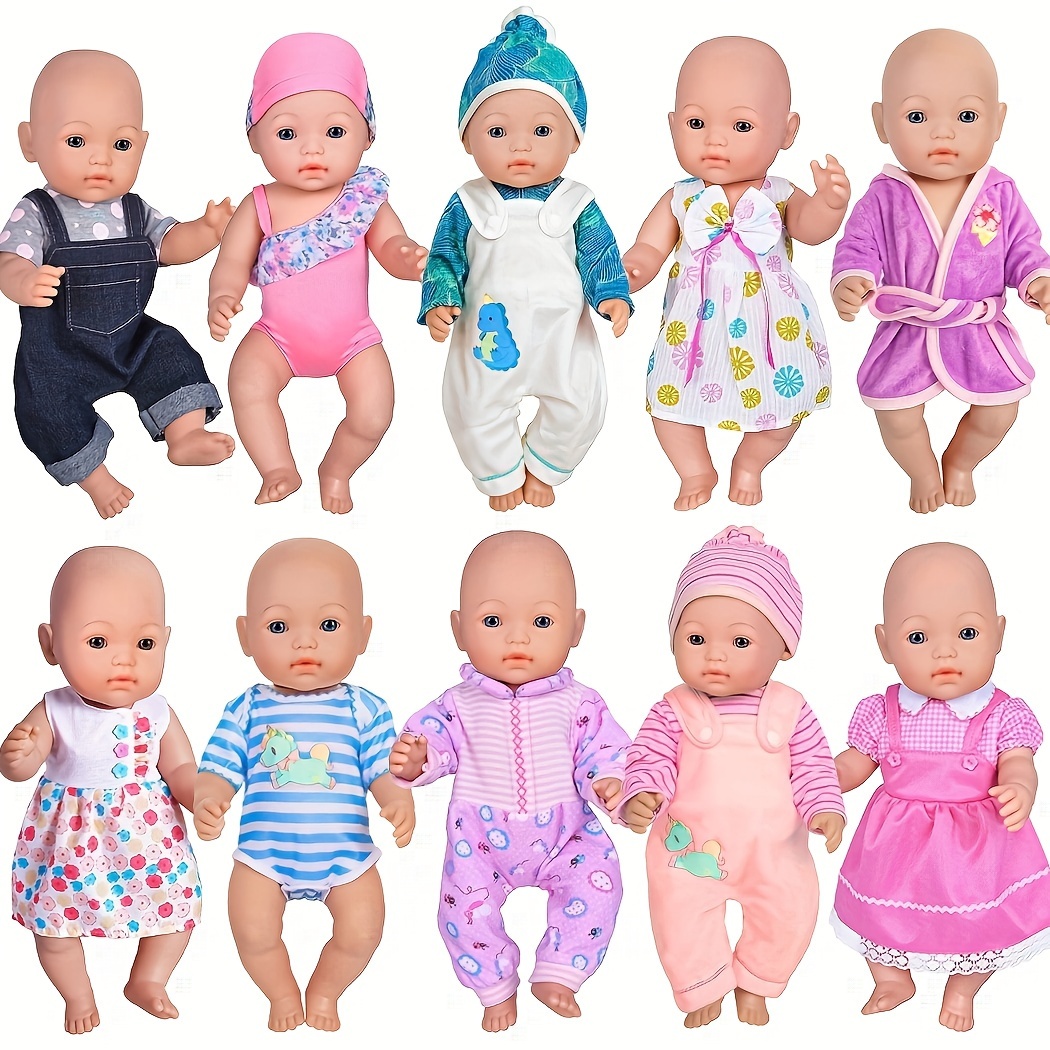 

10 Sets Baby Doll Clothes And Accessories For 43cm/ 17 Inch Baby Dolls (no Doll)