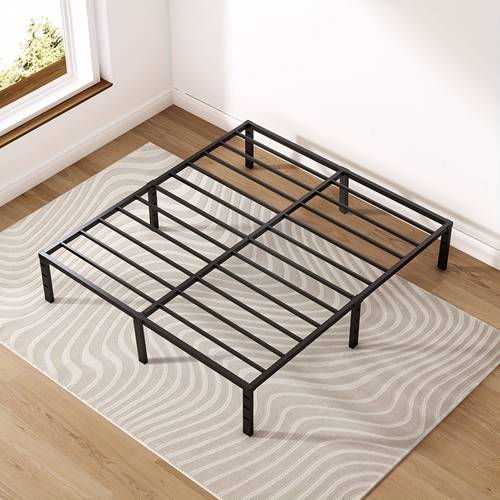 14 inch metal bed frame with storage size sturdy support easy assembly spring needed black easy to clean