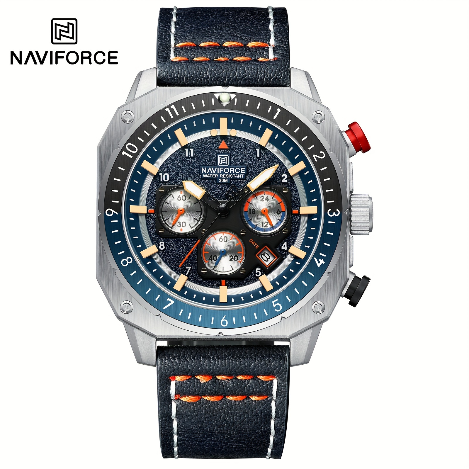 new multi functional belt quartz watch mens casual fashion sports watch blue 8
