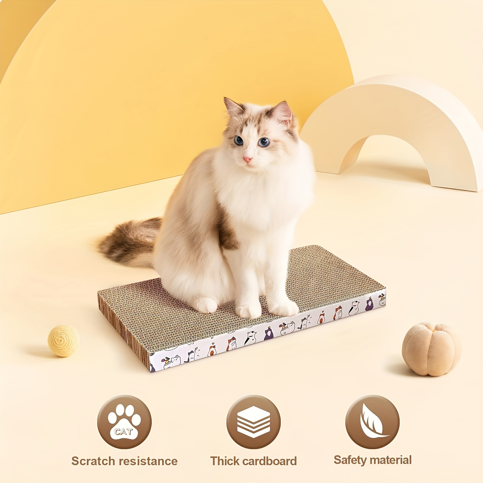 TEMU Cat Scratching Board, Corrugated Paper Double Sided Cat Scratcher Pad, Cat Claw Grinding Scratcher Toy