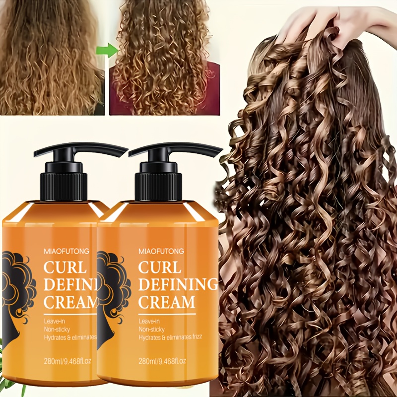 TEMU 2pcs Set [upgraded Long-lasting ] Adult Styling Cream & Hair Conditioner, 280ml*2 Moroccan Argan Oil Cream | Long-lasting Styling, Frizz,