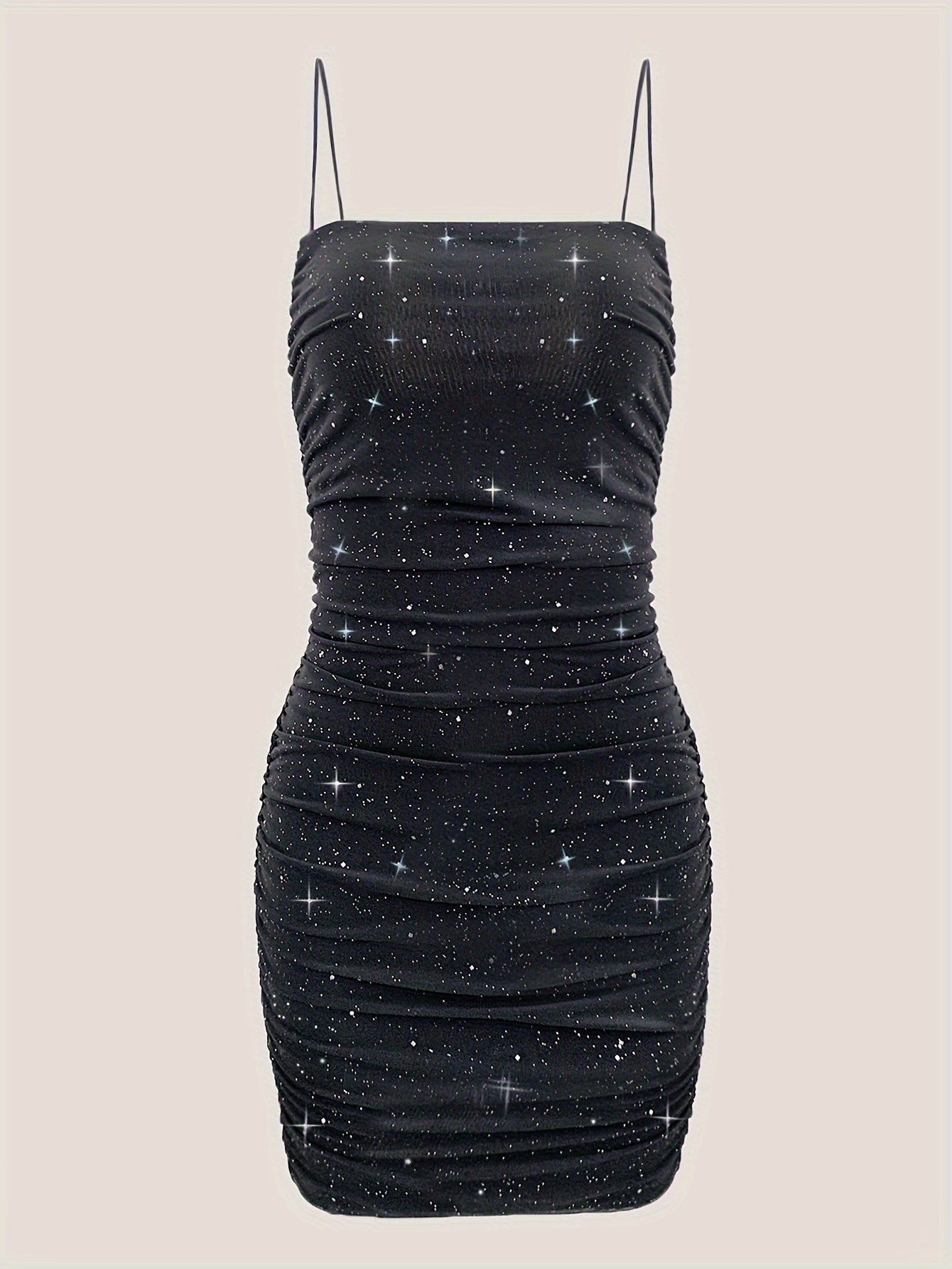 Chocolate Brown Glitter Strappy Bodycon Dress