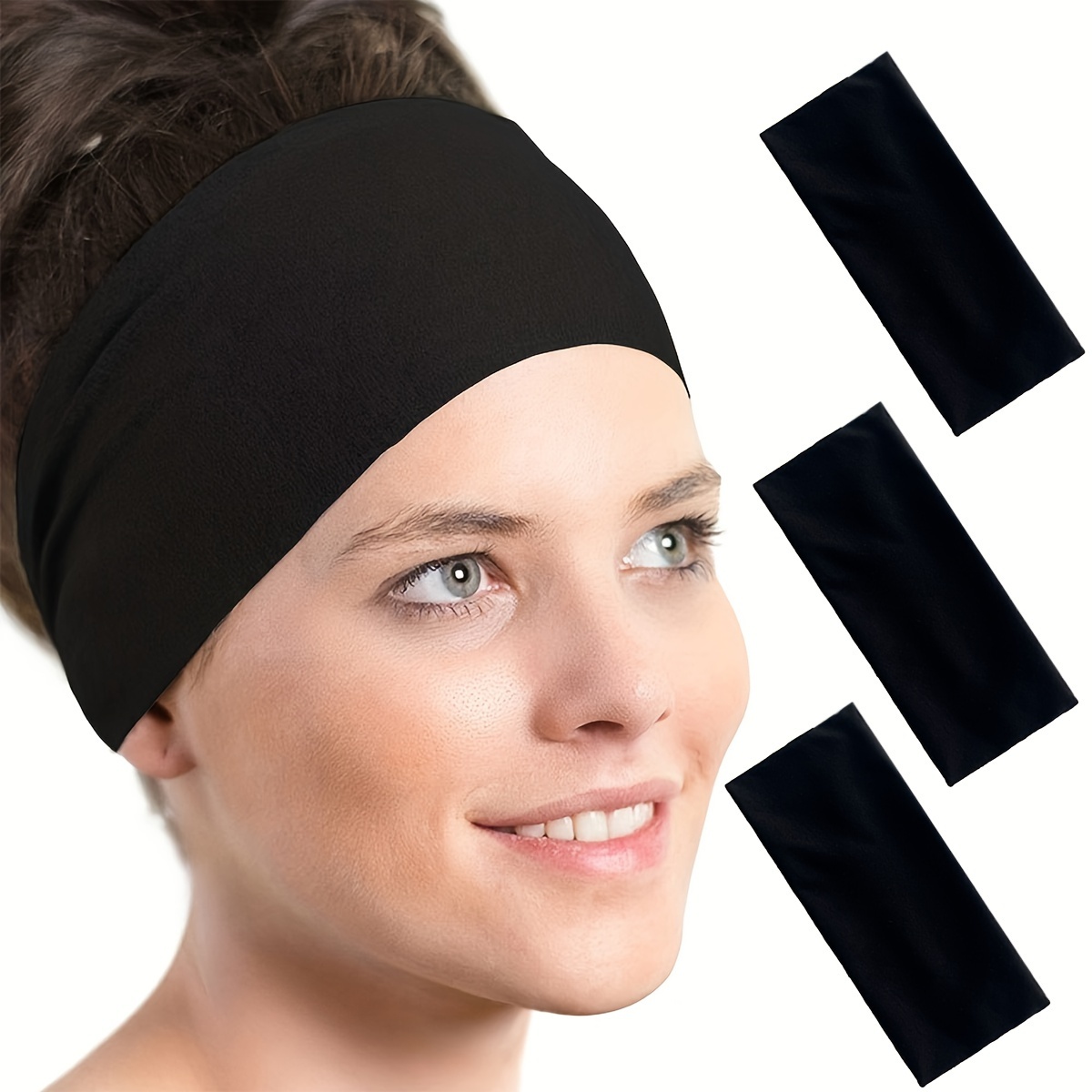 

4pcs Vintage Fabric Headbands For Women - Elastic Wide Non-slip Sports Headband Set, Comfortable Solid Color Hair Bands For Running, Cycling, Basketball, Gym, Soccer - Halloween Suitable