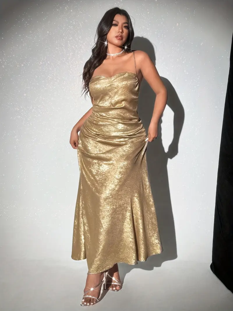 gold satin dress zara GATHERED SATIN EFFECT MIDI DRESS - Light yellow