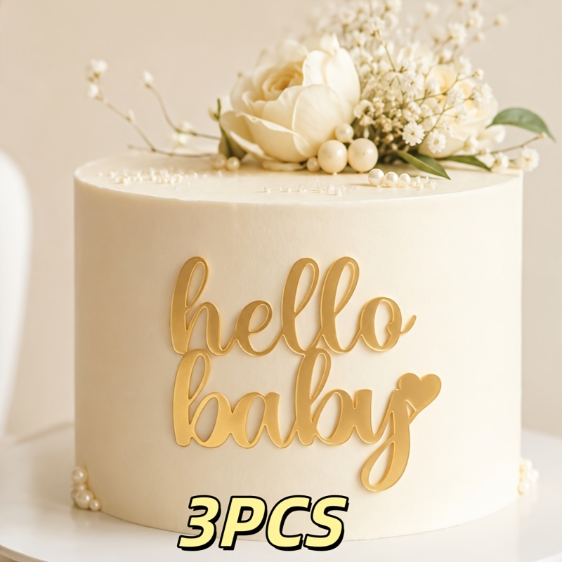 TEMU 3 stuks Gouden Hello Baby Taartdecoratie, Elegante Script Letter Taarttopper voor Baby Shower Feestartikelen, Halloween, Kerst