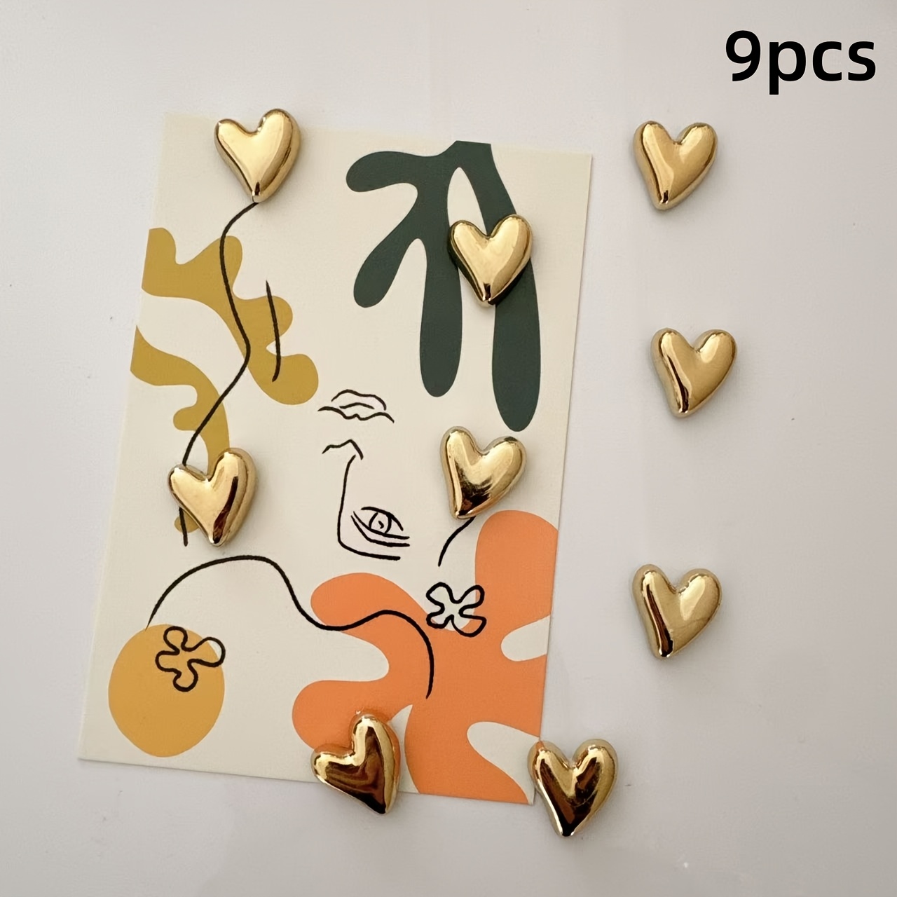 9pcs Heart-shaped Refrigerator Magnet Set - Kitchen, Office, And Home Decor Magnets