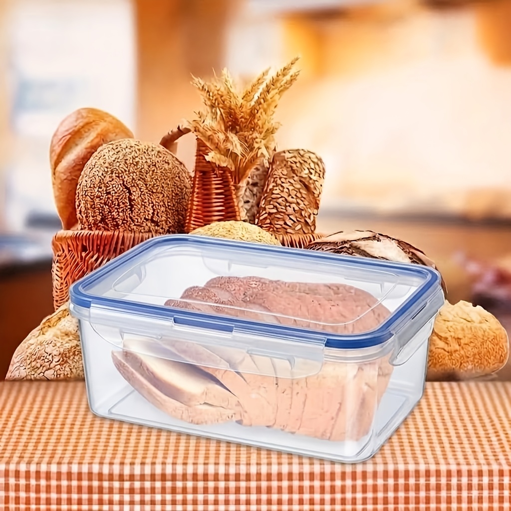 TEMU 2pcs Set (1 Container + 1 Lid) Airtight Food Storage Containers - Reusable Hinged Lid Bread And Kitchen Storage Boxes, Refrigerator And Freezer