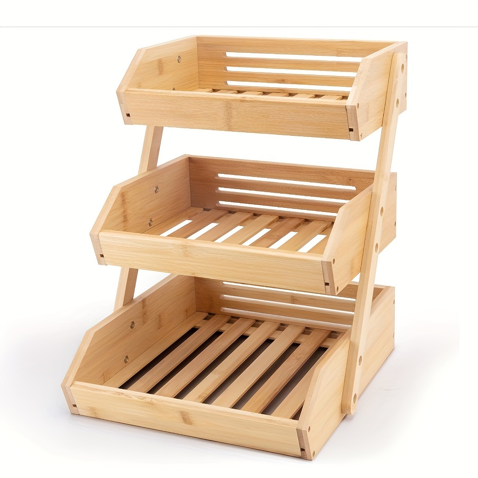 

artisanal Craft" Wooden Fruit Basket - 2/3 Tier Design For Kitchen Storage, Durable & Easy To Clean, Perfect For Fruits, Vegetables, Snacks & Magazines