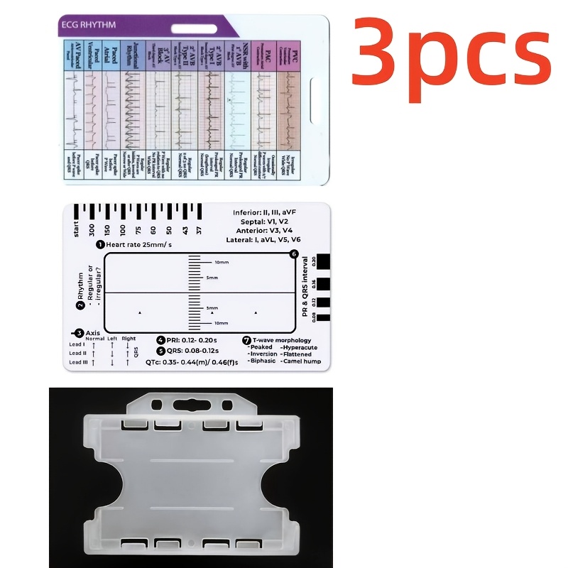 E-shop Tragbares EKG-Rhythmus-Taschenkarten-Set - Robustes, medizinisches PVC-Studienwerkzeug mit farbenfrohen Herzschlagdiagrammen zur schnellen