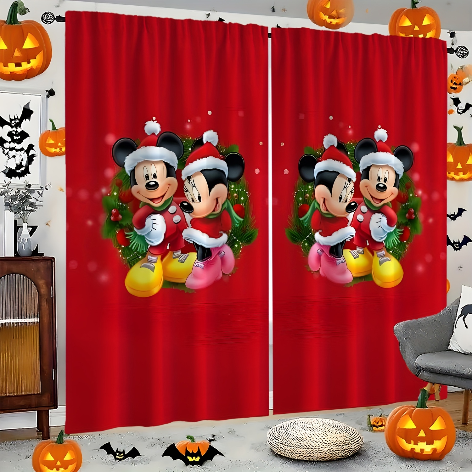 2pièces rideaux noël impression 2d plate - Temu France