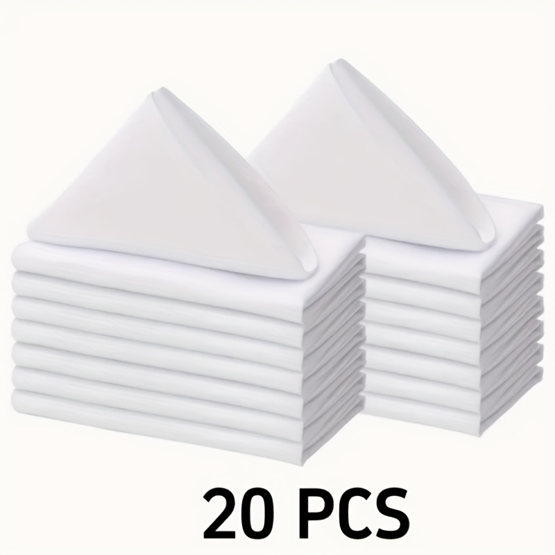 20pcs White/black Solid Color 35.56 X 35.56cm Square Polyester Cloth Napkins, Washable, For Dinners, Hotels, Weddings, Restaurants, And Parties