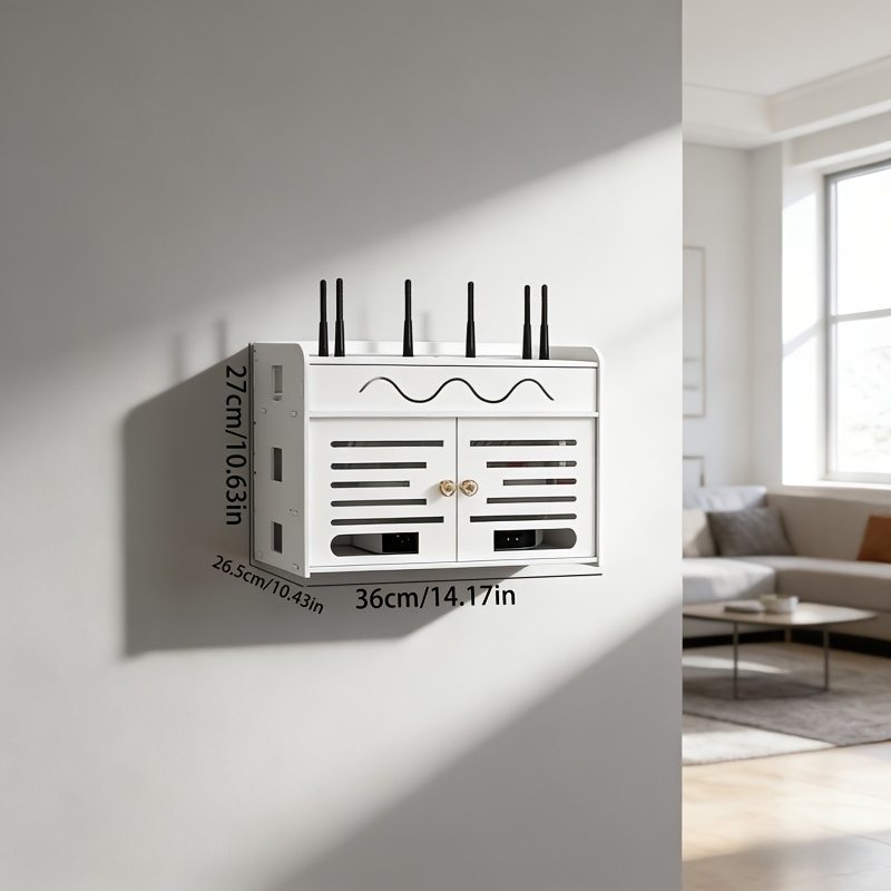 STCERY Wooden WiFi Box Hider, Wall Mounted Router Storage