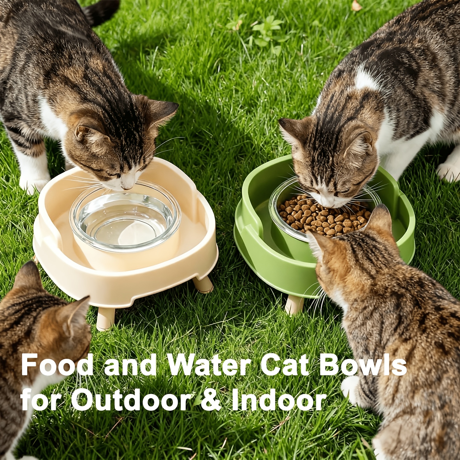 TEMU Ant-proof Cat Food Bowls, Elevated Pet Dish With Deep Anti-ant Stand For Neck, Food And Water Bowls With Feeding Station For Outdoor And Indoor